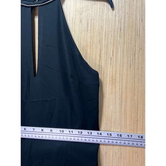 ZARA - Women's Rhinestone Diamond Crystal Backless Draped Halter Top - Black - Picture 8 of 16